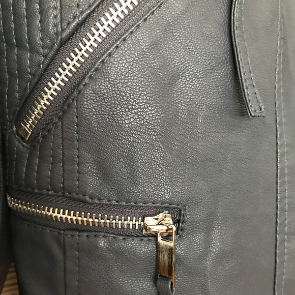 LAST 1✨Faux Leather Biker Jacket in Charcoal Gray - Picture 8 of 8